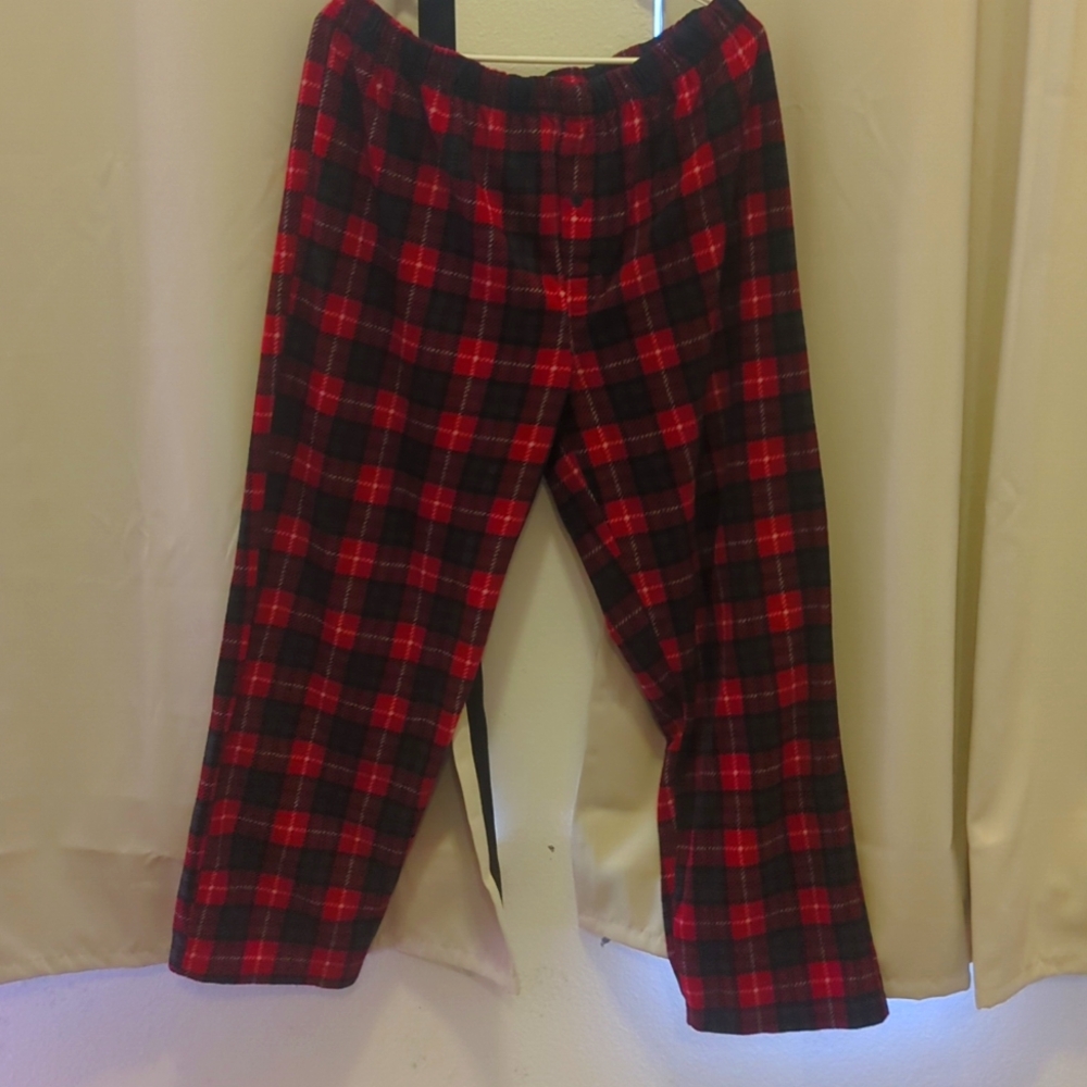 Men's Holiday Fam Jams Fleece Pajama Bottoms Red Black Plaid Soft Fuzzy Pants XL